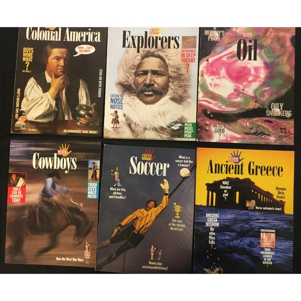 Kids Discover Magazine Lot of 6 Colonial America Explorers Oil Cowboys Soccer